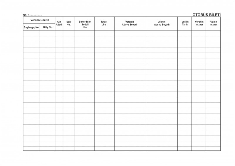 Otobüs bileti zimmet defteri-1