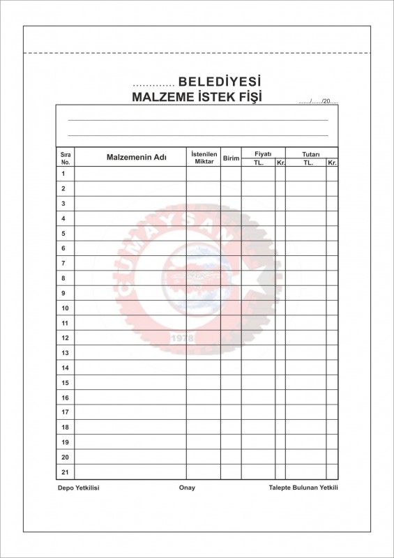 Malzeme istek fişi